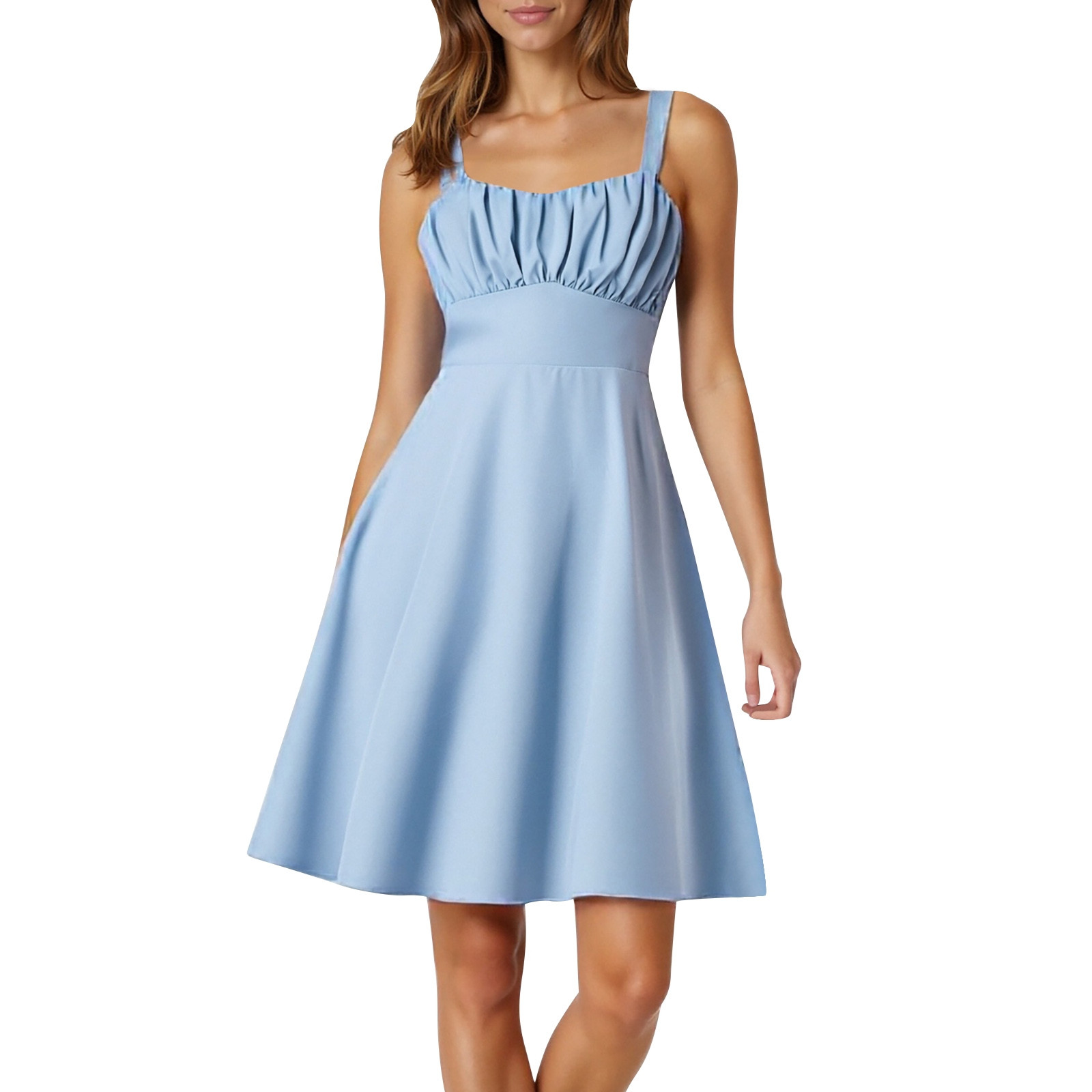 Vestido de verano con tirantes finos y corte en A para mujer: diseño elegante y ajustado, tejido elástico, adecuado para fiestas y ocasiones informales.